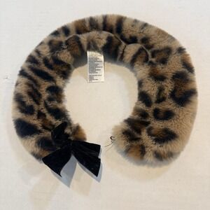Faux Fur Collar With Black Bow Toddler Girls Removable Button